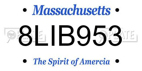 8LIB953 Massachusetts License Plate