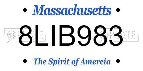 8LIB983 Massachusetts License Plate