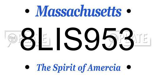 8LIS953 Massachusetts License Plate