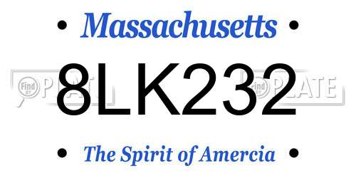 8LK232 Massachusetts License Plate
