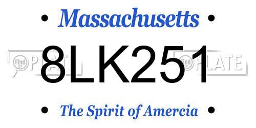 8LK251 Massachusetts License Plate
