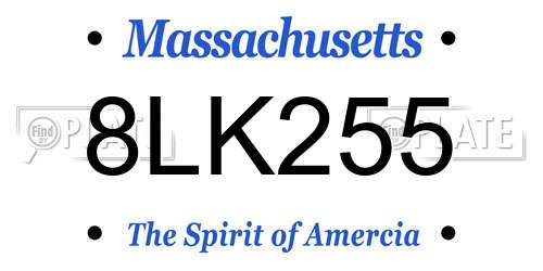 8LK255 Massachusetts License Plate