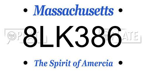 8LK386 Massachusetts License Plate