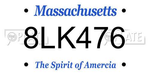 8LK476 Massachusetts License Plate