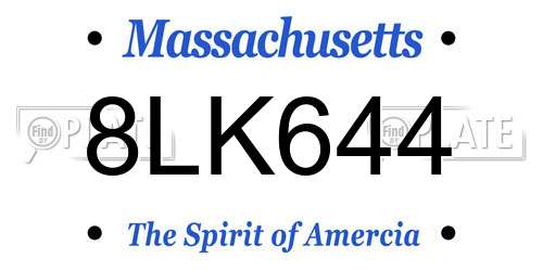 8LK644 Massachusetts License Plate