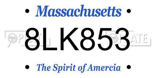 8LK853 Massachusetts License Plate