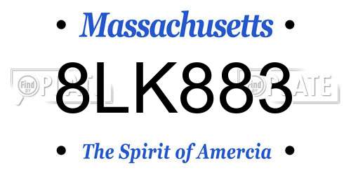 8LK883 Massachusetts License Plate