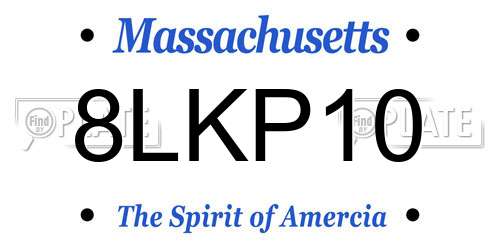 8LKP10 Massachusetts License Plate