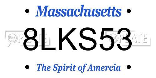 8LKS53 Massachusetts License Plate