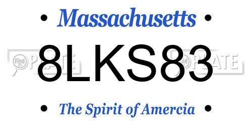 8LKS83 Massachusetts License Plate