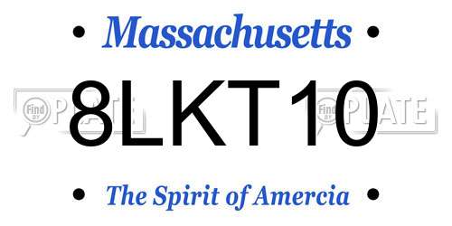 8LKT10 Massachusetts License Plate