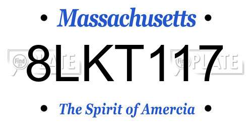 8LKT117 Massachusetts License Plate