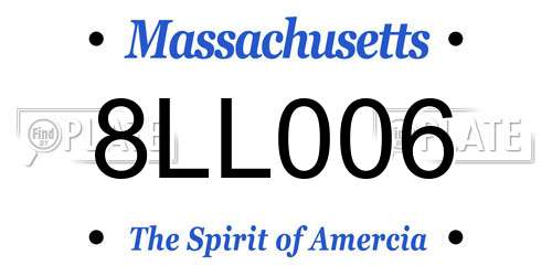 8LL006 Massachusetts License Plate