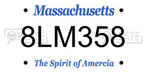 8LM358 Massachusetts License Plate