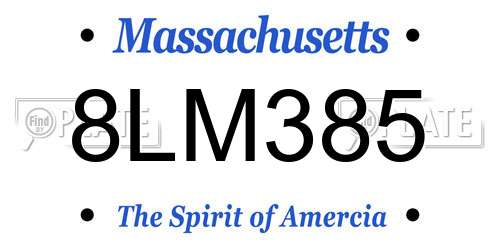 8LM385 Massachusetts License Plate