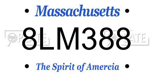 8LM388 Massachusetts License Plate