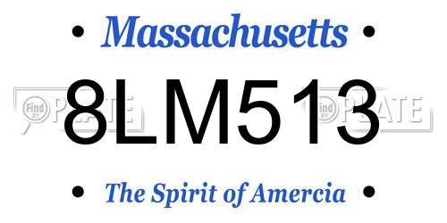 8LM513 Massachusetts License Plate