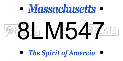 8LM547 Massachusetts License Plate