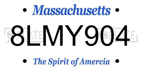 8LMY904 Massachusetts License Plate