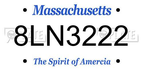 8LN3222 Massachusetts License Plate