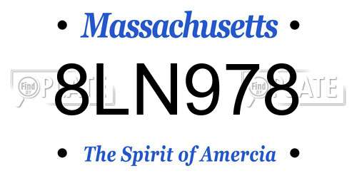 8LN978 Massachusetts License Plate