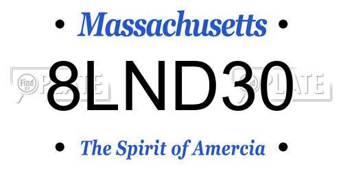 8LND30 Massachusetts License Plate