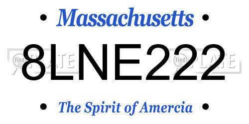 8LNE222 Massachusetts License Plate