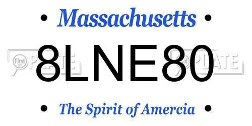 8LNE80 Massachusetts License Plate