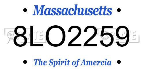8LO2259 Massachusetts License Plate