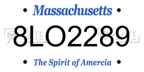 8LO2289 Massachusetts License Plate