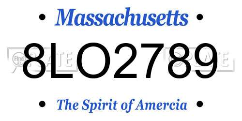 8LO2789 Massachusetts License Plate