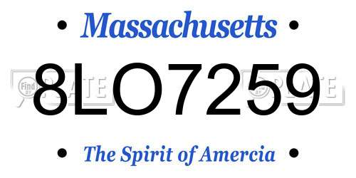 8LO7259 Massachusetts License Plate
