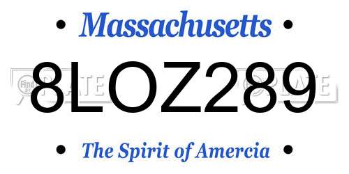 8LOZ289 Massachusetts License Plate