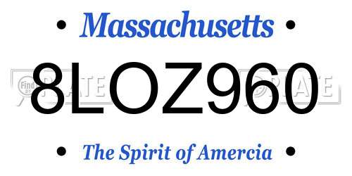 8LOZ960 Massachusetts License Plate