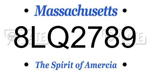 8LQ2789 Massachusetts License Plate