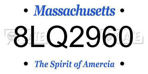 8LQ2960 Massachusetts License Plate