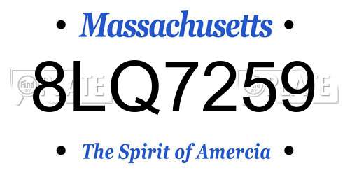 8LQ7259 Massachusetts License Plate