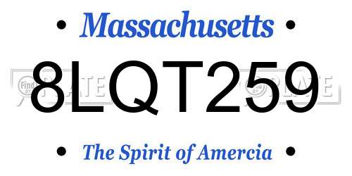 8LQT259 Massachusetts License Plate