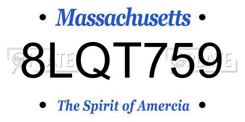 8LQT759 Massachusetts License Plate