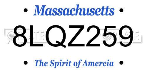 8LQZ259 Massachusetts License Plate
