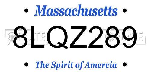 8LQZ289 Massachusetts License Plate