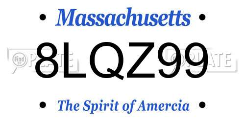 8LQZ99 Massachusetts License Plate