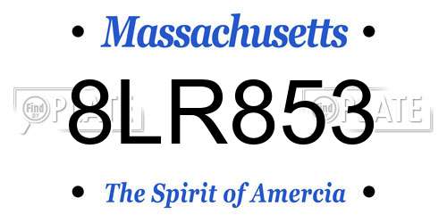 8LR853 Massachusetts License Plate