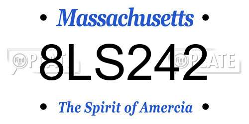 8LS242 Massachusetts License Plate