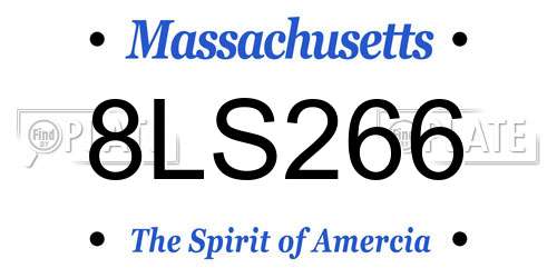 8LS266 Massachusetts License Plate