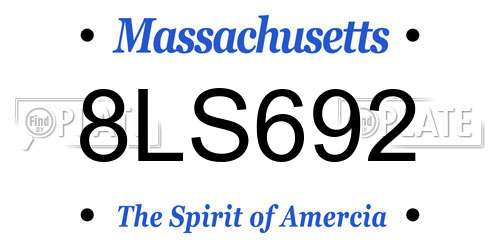 8LS692 Massachusetts License Plate