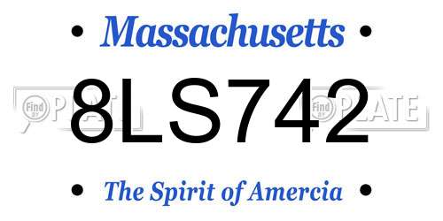 8LS742 Massachusetts License Plate
