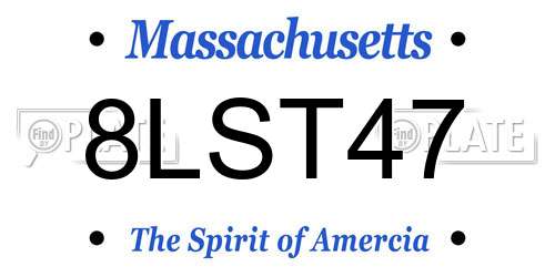 8LST47 Massachusetts License Plate