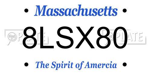 8LSX80 Massachusetts License Plate