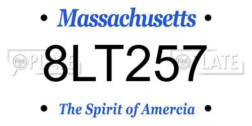 8LT257 Massachusetts License Plate